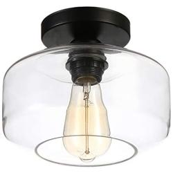 Industrial Ceiling Light Fixture with Clear Glass Shade Semi Flush Mount is Perfect for Porch Hallway Corridor Kitchen Bedroom Closet Dining Room Cafe Hotel and Restaurant