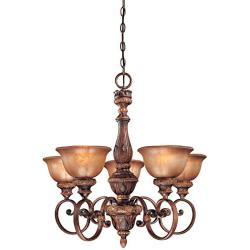 Minka Lavery Chandelier Pendant Lighting 1355-177, Illuminati Glass 1 Tier Dining Room, 5 Light, 500 Watts, Bronze