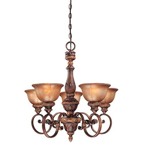 Minka Lavery Chandelier Pendant Lighting 1355-177, Illuminati Glass 1 Tier Dining Room, 5 Light, 500 Watts, Bronze