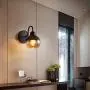 ZHU YAN Retro Wall Sconce with Black Glass Lampshade, Industrial Minimallst 1-Light Wall Light for Bedroom Living Room Entryway,Black (2 Pack)