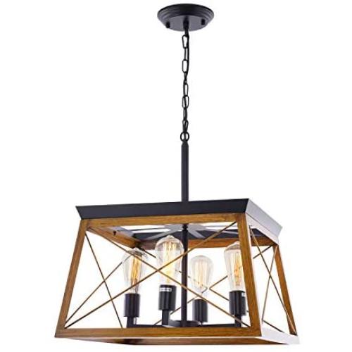 HMVPL 4 Lights Vintage Pendant Lighting Fixtures, Farmhouse Swag Chandeliers Hanging Lamp Ceiling Island Light for Kitchen Dining Room Bedroom Foyer Hallway Front Door