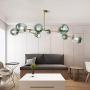 Modern Molecular Chandelier, 8 Light Adjustable Downrod Modern Glass Shade Magic Bean Chandelier for Kitchen Dining Room Living Room, Creative Chandelier Light Fixture E26 Socket
