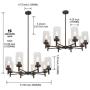 VINLUZ Contemporary Chandeliers Large 8 Lights Oil Rubbed Bronze Modern Lighting Fixtures Hanging Clear Glass Shades Pendant Light for Dining Room Living Room Kitchen