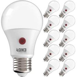 Sunco Lighting 10 Pack A19 LED Bulb with Dusk-to-Dawn, 9W=60W, 800 LM, 3000K Warm White, Auto On/Off Photocell Sensor - UL