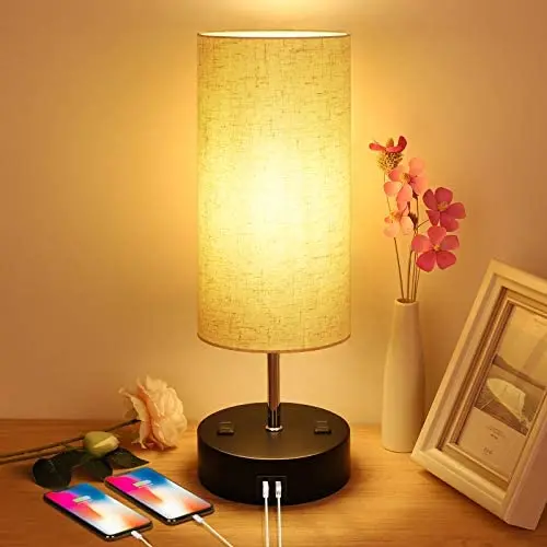 Touch Control Table Lamp 3 Way Dimmable Touch Lamp Bedside Lamp with 2 USB Charging Ports and 2 AC Outlets, Nightstand Lamp for Bedroom Living Room Office, Bedside Lamps ST64 E26 LED Bulbs Included Touch Control Table Lamp 3 Way Dimmable Touch Lamp Bedside Lamp with 2 USB Charging Ports and 2 AC Outlets, Nightstand Lamp for Bedroom Living Room Office, Bedside Lamps ST64 E26 LED Bulbs Included