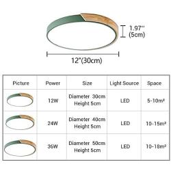 LITFAD Ceiling Light 12'' Macaron Modern Acrylic Round Flush Mount LED Ceiling Lamp in White Light for Kids Bedroom Living Room Restaurant Green