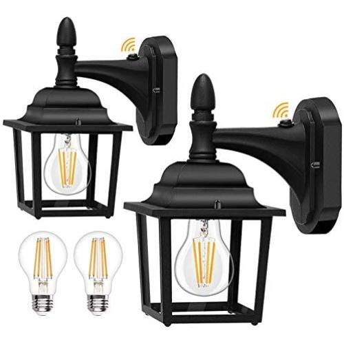 Dusk to Dawn Sensor Outdoor Wall Lanterns 2 Pack, 750 Lumen LED Bulbs Included, Exterior Light Fixtures Wall Mount, Anti-Rust Aluminum Waterproof Porch Light with Clear Glass for Entryway Garage Patio