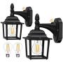 Dusk to Dawn Sensor Outdoor Wall Lanterns 2 Pack, 750 Lumen LED Bulbs Included, Exterior Light Fixtures Wall Mount, Anti-Rust Aluminum Waterproof Porch Light with Clear Glass for Entryway Garage Patio