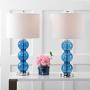 JONATHAN Y JYL1070E-SET2 Bella 27'' Glass Triple-Sphere LED Table Lamp Contemporary,Transitional for Bedroom, Living Room, Office, College Dorm, Coffee Table, Bookcase, CobaltBlue/Chrome(Setof2)
