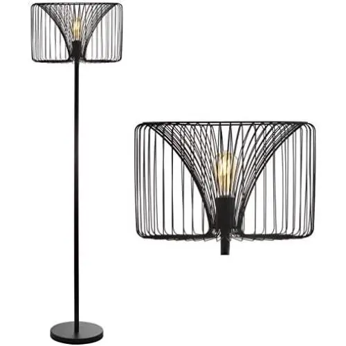 JONATHAN Y JYL6105A Gridley 61'' Metal LED Floor Lamp, Contemporary, Transitional for Bedroom, Living Room, Black
