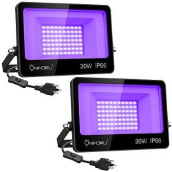 Onforu 2 Pack 30W LED Black Lights, Blacklight Flood Light with Plug, IP66 , for Dance Party, Glow in The Dark, Stage Lighting, Aquarium, Body Paint, Fluorescent Poster, Neon Glow