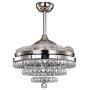 Fandian 42'' Crystal Ceiling Fan with Lights Remote Chandelier Fixture Retractable Invisible Blades 3 Color Changes Lighting Decors for Living Room Dining Room Bedroom