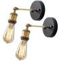 Tipace Industrial Black Metal Retro Edison Wall Light Fixture 2 Pack , Brass Arm Swing Small Wall Sconce for Farmhouse Bedroom Kitchen Living Rooms Aisle Gallery Barn(Bulbs not Included)