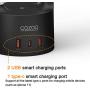 COZOO 3 Way Dimmable Touch Bedside Table Lamp with 2 USB Charging Ports and 1 Type C Port,LED RGB Light for Bedroom/Nightstand/Living Room