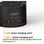COZOO 3 Way Dimmable Touch Bedside Table Lamp with 2 USB Charging Ports and 1 Type C Port,LED RGB Light for Bedroom/Nightstand/Living Room