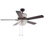 Tropicalfan Crystal Ceiling Fan with Light and Remote Control, Modern Fans Chandelier For Decorative Living Room Bedroom 52'', Brown