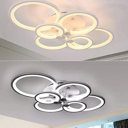 Modern LED Ceiling Lights Acrylic Circle Ring Chandelier Lighting Flush Mount LED Ceiling Light Fixture Lamp w/Remote Control for Dining Room Bathroom Bedroom Livingroom Decor (6 Head)