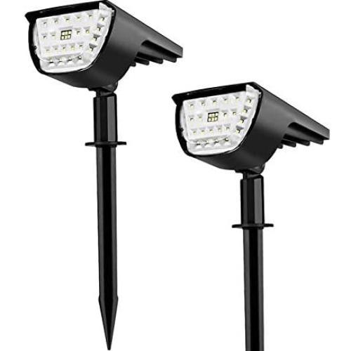 Solar Landscape Spotlights Outdoor 32 LED ZHENREN Waterproof Solar Outdoor Powered Spotlight Adjustable Wall Light 3 Lighting Modes Warm White 2-in-1 for Tree Yard Garden Garage Patio Pathway 2 Pack