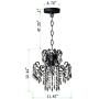 Q&S Mini Crystal Chandelier, Modern Pink Chandelier,Small Hanging Light Fixture for Princess Room,Dressing Room,Bathroom,Clothing Store,Salon,W11.8'',1 Light E26.