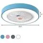 BAYCHEER Acrylic Circle Semi Flush Mount Lighting LED Ceiling Fan Lamp with Remote Control 3 Light Color Changeable Enclosed Fandelier Lamp for Living Room Kitchen Kids Room Hall,Blue