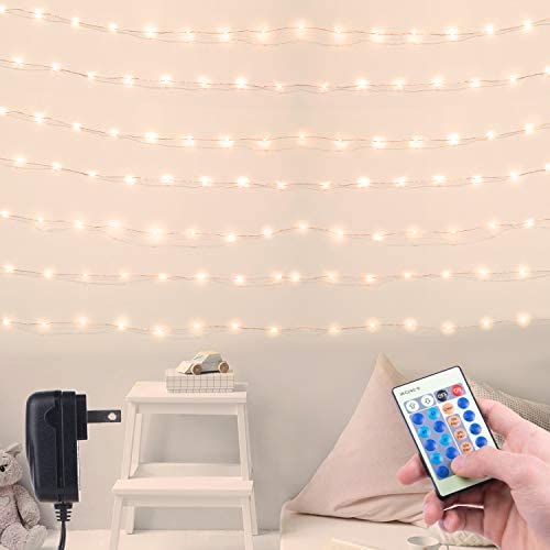 40Ft 120 Led Fairy Lights Dimmable Waterproof Starry Firefly String Lights with Remote Plug in on a Flexible Copper Wire for Christmas Party DIY Wedding Bedroom Indoor Party Decorations, Warm