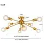 LynPon Sputnik Chandelier 8 Light Mid Century Gold Electroplated Brass Industrial Vintage Ceiling Light Fixture for Kitchen Dining Room Bedroom Hallway Lighting