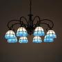 8 Light Tiffany Chandelier Light Victorian Antique Stained Glass Shaded,E26 Pendant Light Traditional Ceiling Light Fixtures,Hanging Light for Dining Room Blue 8 Head