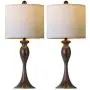 OYEARS Modern Table Lamps Set of 2 for Bedroom 24.25“ Nightstand Lamp for Living Room Bedside Table Lamp with Linen Lamp Shade Brown