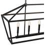 MOTINI 5-Light Kitchen Island Lantern Pendant Linear Chandelier Black Rod Hanging Light 40''x 12''x18.5''