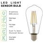 Yueximei ST64 Dusk to Dawn Light Sensor LED Bulb, Filament Lamp, 6W 60W Equivalent, E26 5000K, 650 Lumens, Auto On/Off, Indoor Outdoor Lighting Lamp for Porch, Garage, 4 Pack