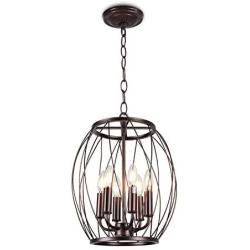 Infront Farmhouse Chandelier, 6-Light Modern Chandelier, Oil Rubbed Bronze Finish Dining Room Lighting Fixtures Chandeliers for Foyer Entryway Kitchen Room