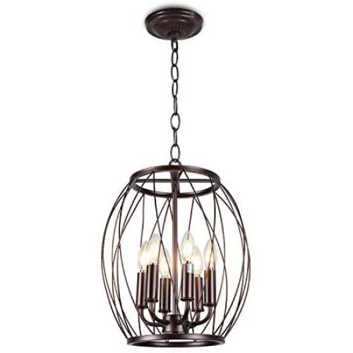 Infront Farmhouse Chandelier, 6-Light Modern Chandelier, Oil Rubbed Bronze Finish Dining Room Lighting Fixtures Chandeliers for Foyer Entryway Kitchen Room