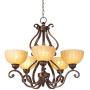 Iron Scroll Golden Bronze Chandelier 28'' Wide Amber Scalloped Glass 5-Light Fixture for Dining Room House Foyer Kitchen Island Entryway Bedroom Living Room - Franklin Iron Works