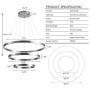 MADEM LED Modern Chandelier 3-Ring Circular Dimmable Pendant Light Flush Mount Pendant Lighting for Living Room Dining Room, Bedroom,3000K Warm White,Brush Nickel