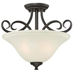 Westinghouse Lighting, Oil Rubbed Bronze 6306500 Dunmore Two-Light Indoor Semi-Flush, Finish with Frosted Glass