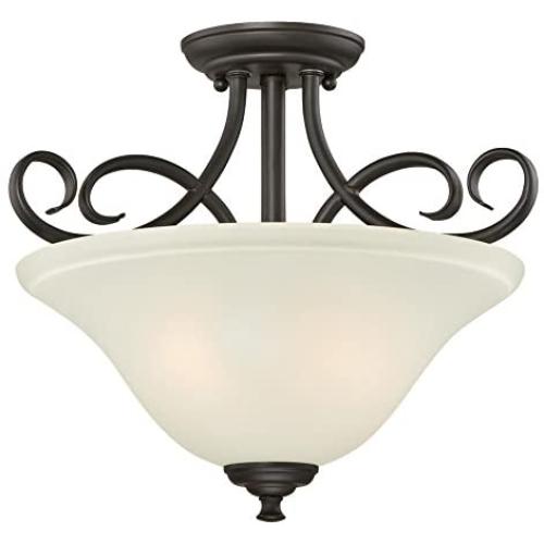 Westinghouse Lighting, Oil Rubbed Bronze 6306500 Dunmore Two-Light Indoor Semi-Flush, Finish with Frosted Glass