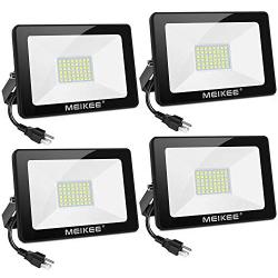 MEIKEE LED Flood Light , 35W 4Pack Bright LED Work Light with Plug, 3500LM LED Security Light, IP66 Waterproof Outdoor Security Lights 5000K Natural White Light Flood Light for Yard, Garden, Stadium