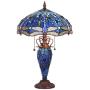 Capulina Tiffany Table Light, 3-Light Tiffany Style Table Lamp with Night Light, Beautiful Dragonfly Style Stained Glass Table Lamp, W15.9'' X H24'' Double Lit Tiffany Style Desk Lamp for Living Room