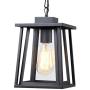 Jazava Outdoor Pendant Light One-Light Hanging Lantern, Exterior Hanging Lights for Porch, Matte Black Finish with Highlights and Clear Glass for House Entryway