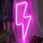 Lightning Bolt Neon Sign for Wall Decor,USB or Battery Decor LED Signs,Neon Lights for Bedroom,Light Up Signs Decorative Neon Light Sign for Home,Christmas,Party,Kids Living Room(Pink)