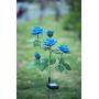 New Material Outdoor Realistic Solar Powered Rose Lights Flower Stake, for Garden Patio Yard Pathway Decoration, Blue