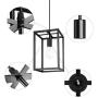 Pendant Light, Industrial Retro Loft Design, Black Rectangle Cage Hanging Ceiling Lamp, Retro Lighting Fixture for Kitchen Island Dining Room… (Hardware)