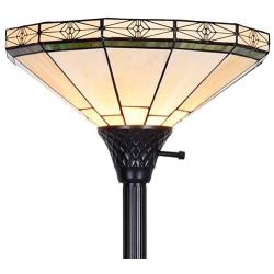 Tiffany Style Torchiere Floor Lamp, Capulina Handcrafted Tiffany Style Floor Light, Tiffany Lamps, Stained Glass Floor Lamps, Stained Glass Floor Lamp for Living Room (Tall: 67.5 x W13.3 inches)