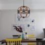 Sunlighting Farmhouse Chandelier, Vintage Pendant Hanging Light for Bedroom, Kitchen, Foyer, Dining & Living Room and Entryway, Black Painted Finish & Faux-Wood