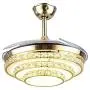 42''Crystal Invisible Ceiling Fans with Lights and Remote,Retractable 3-Color 3-Speed LED Silent Modern Fan Chandelier Lighting for Decorative Living Room (Gold) 42''Crystal Invisible Ceiling Fans with Lights and Remote,Retractable 3-Color 3-Speed LED Silent Modern Fan Chandelier Lighting for Decorative Living Room (Gold)