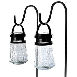 Home Zone Security Solar Pathway Lights - Outdoor 3000K Decorative Large Crackle Glass Garden LED Lights with No Wiring Required (2-Pack)