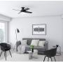 Hunter Dempsey Low Profile Indoor / Outdoor Ceiling Fan with LED Light and Remote Control, 44'', Matte Black