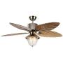 Palm Island Bali Ceiling Fan with 5 Palm Leaf Blades Remote Control, Tropical Style, 52'', Bronze，With 3 Lights Fan Light for Living Room/Dining Room/Hall