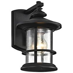 MICSIU Outdoor Wall Light Fixture Exterior Wall Mount Lantern Waterproof Vintage Wall Sconce with Clear Seedy Glass for Front Porch, Patio, Backyard ( Textured Black ,1 Pack)