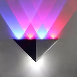 Lemonbest Modern 5W Triangle LED Wall Sconce Light Fixture Indoor Hallway Up Down Wall Lamp Spot Light Aluminum Decorative Lighting for Theater Studio Restaurant Hotel Multi-Colored